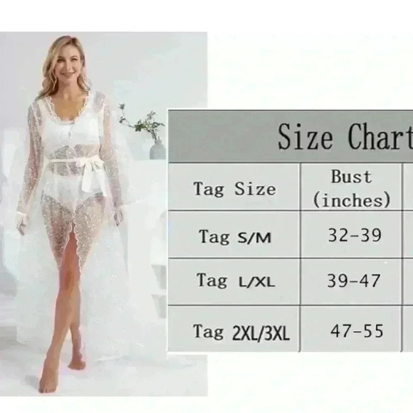 NEW Sheer Lace Tulle Robe with Long Train and Feather Cuffs (Belt Not Included) - Picture 5 of 5